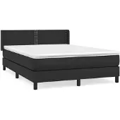 vidaXL Boxspring met matras kunstleer zwart 140x190 cm