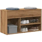 vidaXL Schoenenbankje 80x30x45 cm bewerkt hout artisanaal eikenkleur