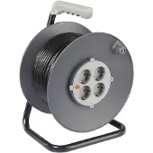 Sygonix SY-5655928 Kabelhaspel, 50 meter, zwart, met geaarde stekker