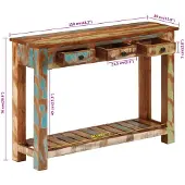 vidaXL Wandtafel 110x30x76 cm massief gerecycled hout