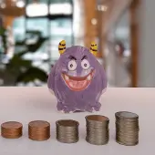 Out of the blue Paarse Monster Kinder Spaarpot van Keramiek