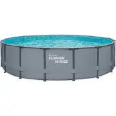 Summer Waves Elite Frame Pool: Rond opzetbad, compleet set, grijs, diameter 549 cm, hoogte 132 cm