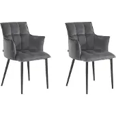 Notio Living Marcia-Eetkamerstoel - Set van 2 - Grijs Fluweel