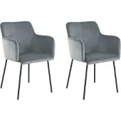 DOMUS Jolie-Eetkamerstoel - Set van 2 - Lichtgrijs Fluweel