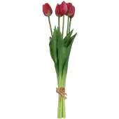 Countryfield Kunstboeket Tulpen Lang - Kunstbloem Roze en Rood - 5 Stuks