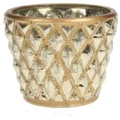 MEA Tea light holder diamond ant. gold Ø7,5xH6,5cm