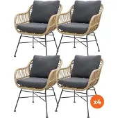 Garden Impressions Set van 4 - Margriet tuinstoelen - Naturel