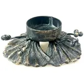 MEA Waxinelichthouder Ginkgo bladeren en bessen metaal Ø10x3,5cm