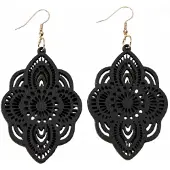 Charme Bijoux zilveren oorhangers zwart hout -