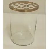 MEA Vaas met raster glas/metaal Ø12x18cm