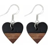 Charme Bijoux Oorbellen - hart hout-zwart-zilver-Mignon -