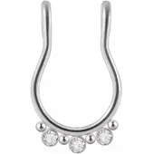 Charme Bijoux Fake- Neusring-Strass-Zilverkleur-Geen gaatje -