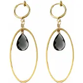 Charme Bijoux Klem oorbellen- Montana- goudkeurig -zwart/rookglas-geen gaatje-