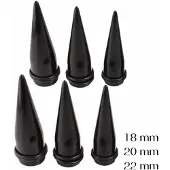 Charme Bijoux 6-Delige set stretcher 18-20-22 mm- zwart taper -