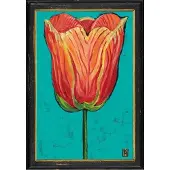 MEA Lijstje hout zwart Geelrode tulp, 34x23,5cm