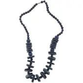 Behave – Houten kralen ketting – 45 cm – Donkerblauw – Schroefsluiting