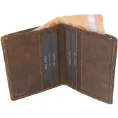 Oi Hunter bruin leren pasjesmapje met ruimte voor biljetten / creditcard houder anti skim / plat portemonneetje zonder muntgeld vak / veilig mapje voor pasjes / RFID SAFE / bruin leer / 195H