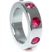 Boss Series - Metaal - Cockring - Penisring met Roze Diamanten - Middel