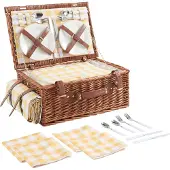 Casa.pro Picknickmand Brindisi 4-persoons picknickset geel wit