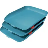 Leitz Brievenbak Cosy, set van 3, voor A4-documenten, stapelbaar, blauw