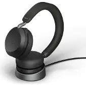 Jabra Evolve2 75 USB C Draadloze Office Headset met oplaadstandaard Zwart