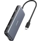 Anker A83830A2 (USB-C, 8 Havens), Docking station + USB-hub, Grijs