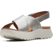 Clarks Clarksvoor vrouwen. 26171951 Zilveren leren DashLite Wish sandalen (37), Leer, 3 tot 5 cm, Klittenband, Casual