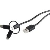 S-Conn USB Lade-Sycn Kabel 3in1 schwarz 2,0m