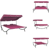 vidaXL Ligstoel - Ligstoelen - Ligbed - Ligbedden - Loungebed met luifel en kussens roze