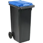 ESE Afvalcontainer 180 liter grijs met blauw deksel - Papiercontainer
