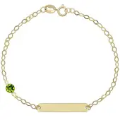 SKY 14K Goud Baby/Kinder Plaatarmbandje Birthstone Peridoot