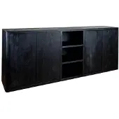 Tower Living Tenna Sideboard 4 drs. 3 niches - 220x45x85 (Zwart, 220x85x45cm)