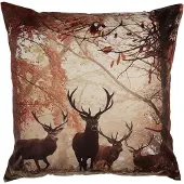 Clayre & Eef Kussenhoes 45x45 cm Bruin Polyester Hert Herfst decoratie
