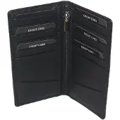 Oi zwarte leren creditcardhouder voor veel pasjes / hoog en smal pasjesmapje met ritsje binnenin / mapje voor pasjes zeer plat / RFID safe / zwart leer / 289