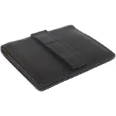 Oi zwarte leren Creditcardmapje met lus voor aan riem / veilig pasjesmapje te bevestigen aan riem of ceintuur met ruimte voor biljetten / leren pasjeshouder RFID SAFE / zwart leer / 225