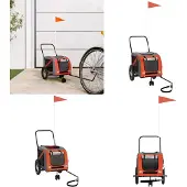 vidaXL Hondenfietstrailer oxford stof en ijzer oranje en zwart