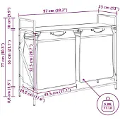 vidaXL Wasmand 2 vakken met plank gerookt eikenkleurig