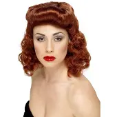 Smiffy'S Damespruik Pin Up Auburn met losse krullen - up pruik pin auburn verkleedkleding meisje jaren 1940 smiffys oorlogstijd dames krullen ww2