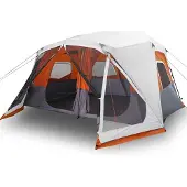 vidaXL Tent met LED 10-persoons snelontgrendeling lichtgrijs en oranje