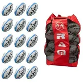 Ubergames 15x Rugbybal bundel + ballentas-Fluor, Maat 5