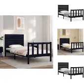 vidaXL Bedframe met hoofdbord massief hout zwart