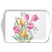 Ambiente Tray Melamine Tulips Bouquet 13x21cm Wit wit Ambiente Dienblad