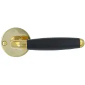 Online Deurbeslagshop Deurklink Ton Model messing ongelakt/ebbenhout op Rond rozet