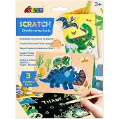 Avenir Scratch Art Wenskaarten - Dinos - Met Enveloppen - 3 Stuks - 3 Jaar
