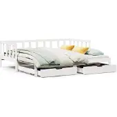 vidaXL Slaapbank met onderschuifbed/lades zonder matras 90x200 cm wit