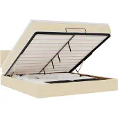 vidaXL Ottoman bed met matras en LED's 160x200cm stof crèmekleurig