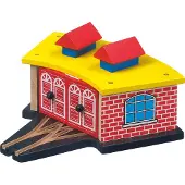 Diverse Houten locomotief loods voor treinbaan