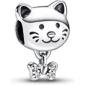 Pandora Moments Huisdier kat & strik bedel - Zilver