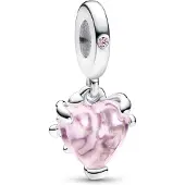 Pandora Moments Roze Stamboom en Hart Hangende Bedel - Roze & Zilver