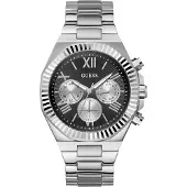 GUESS Analoog horloge 'Equity' zwart / zilver